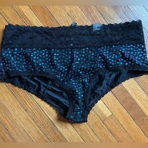 Torrid Black Lace cheeky panties with Blue Accents
